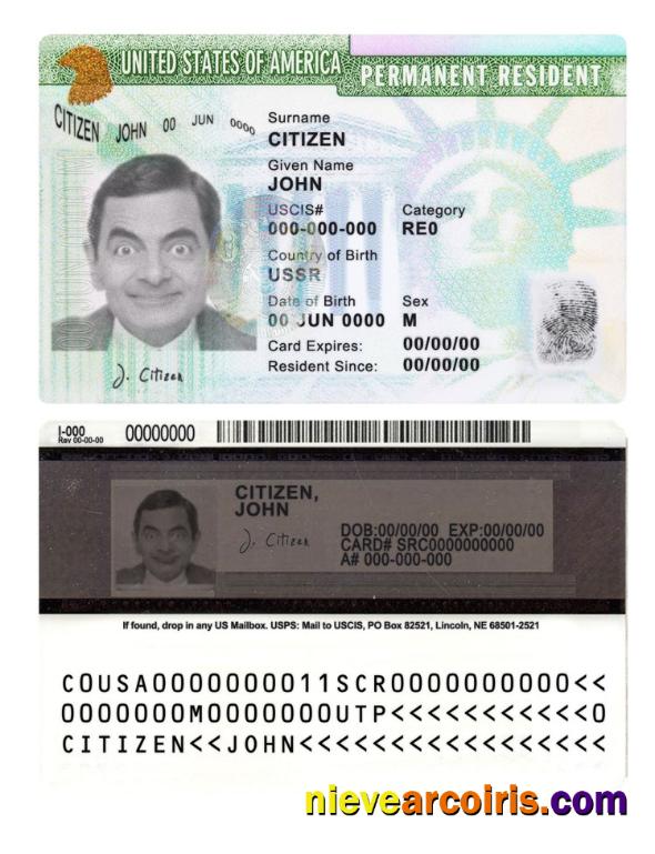 USA green card, permanent resident card